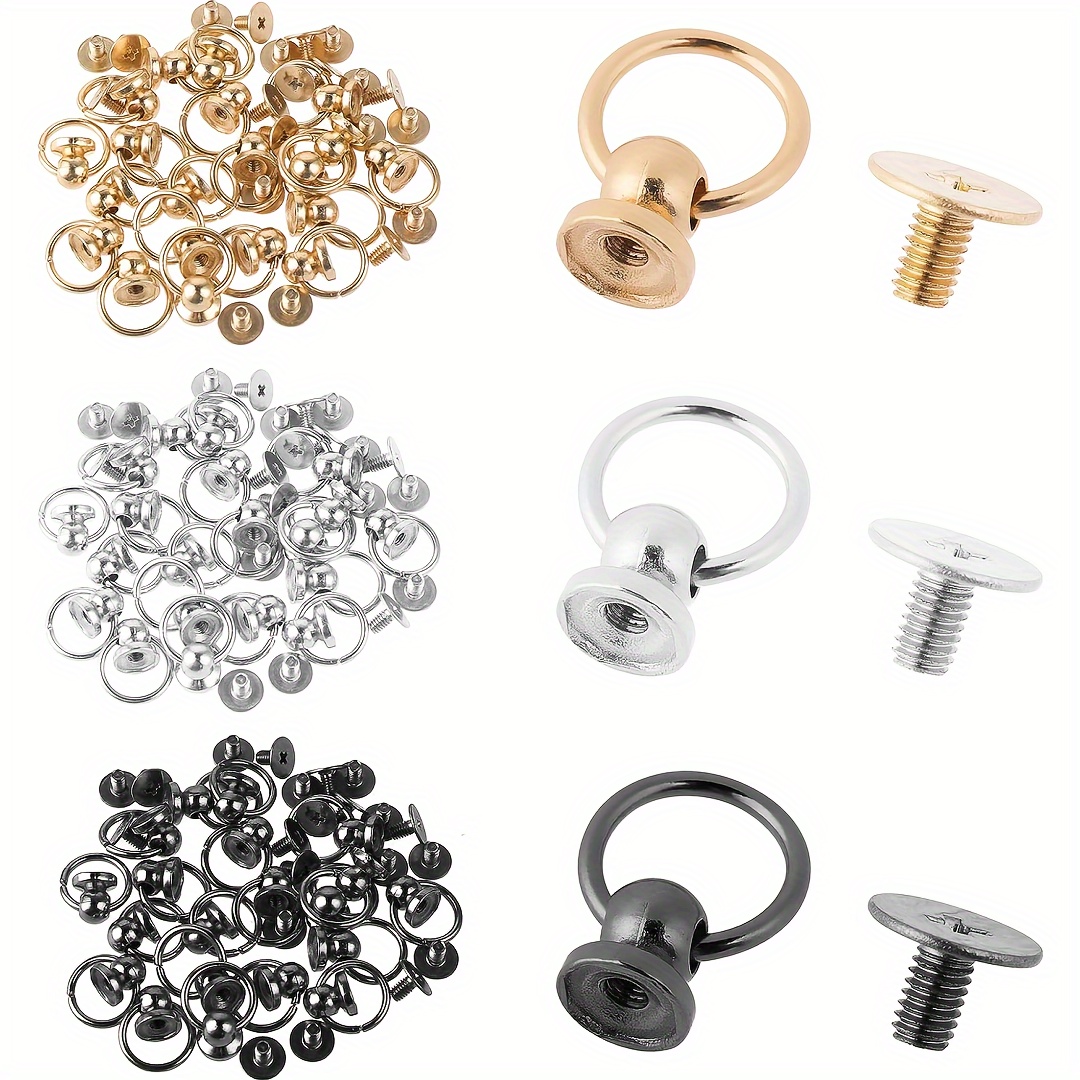 Round Flat Bit Screws Buttons Metal Studs Rivets Screwback - Temu