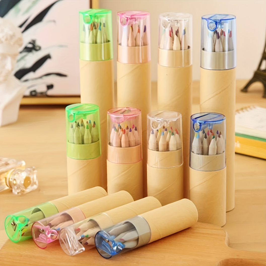 20 Packs Mini Colored Pencils with Sharpener in Tube Portable Drawing Colored Pencils for Kids Art Cartoon Pencils for Kids Adults Writing Sketching