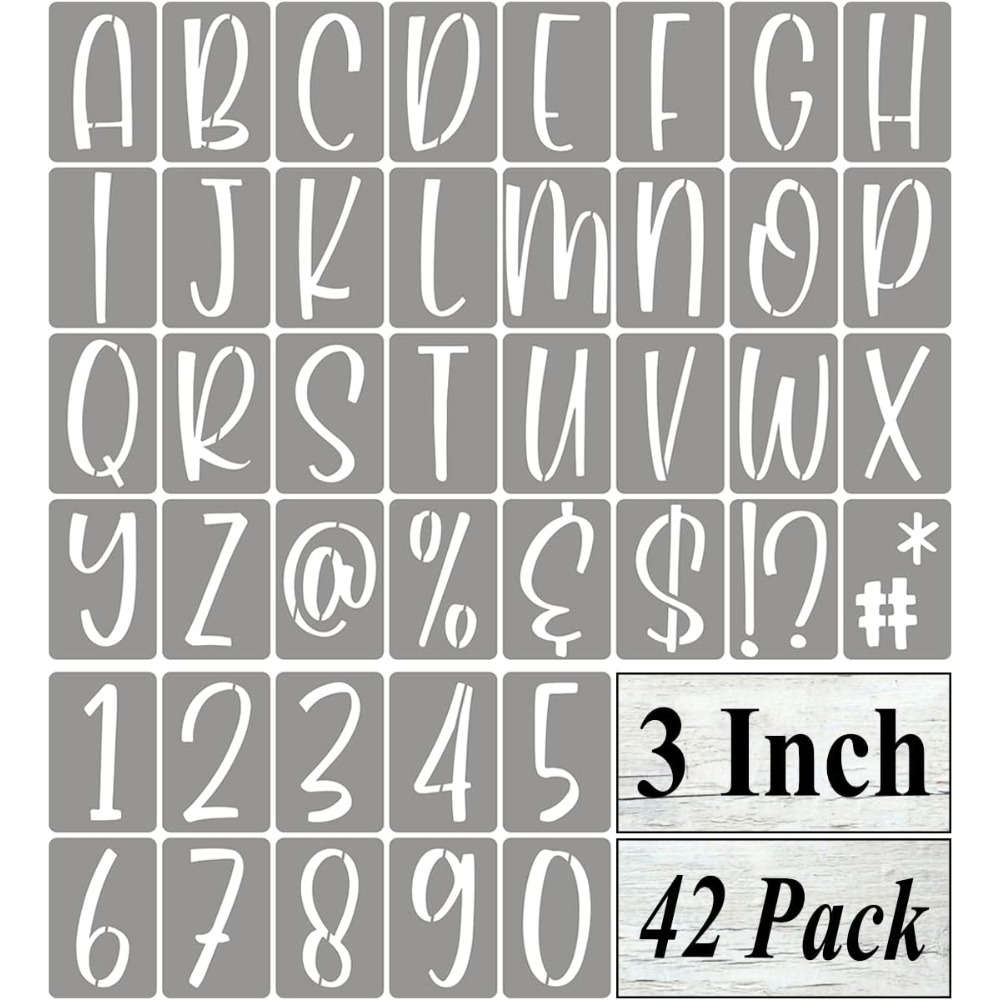AIEX 43pcs 2 Inch Letter and Number Templates, Reusable Plastic Uppercase  Letter Stencils Alphabet Stencils Punctuation Marks Symbol Numbers Craft