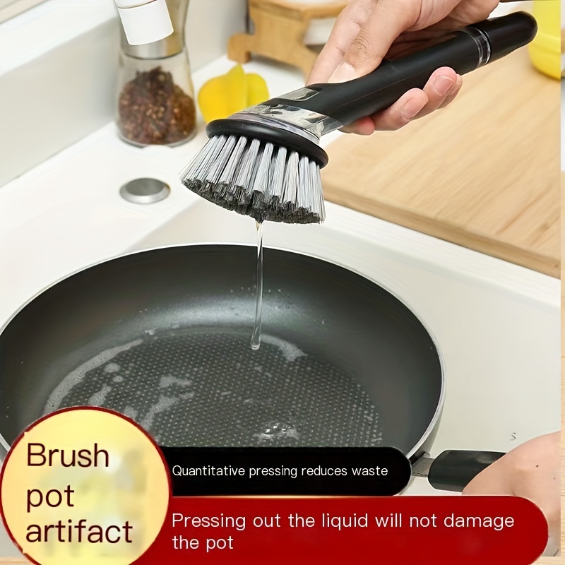 Kitchen Cleaning brush Cleaner Handheld Press Type Automatic Liquid Adding Dishwashing  Dish Brush Pot Artifact small brush - AliExpress