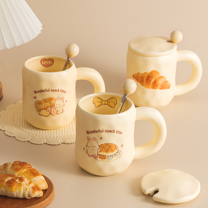 Adorable taza de café de cerámica – Hermoso juego de tazas de té de 14  onzas con infusor y cuchara a juego – Taza grande de cerámica – Apta para