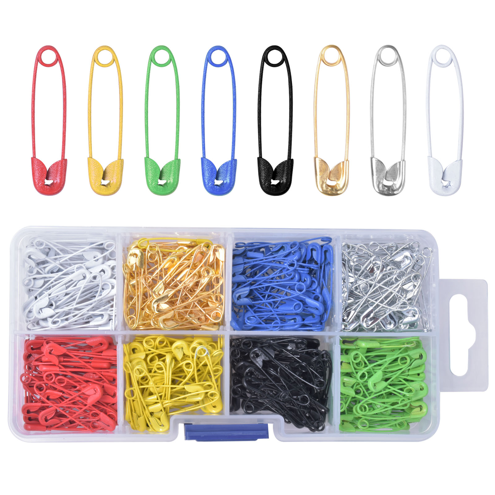 120pcs Safety Pins with Clear Case, Mini Metal Safety Pins, 19mm Assorted  Safety Pins Small Colorful Safety Pins Nickel Plated Stainless Steel Safety