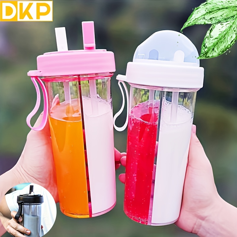 Ins Double Layer Tumbler Water Drinking Cup With Straw Bottle Cute  Colourful Reusable Plastic Gift Present Hadiah - Temu