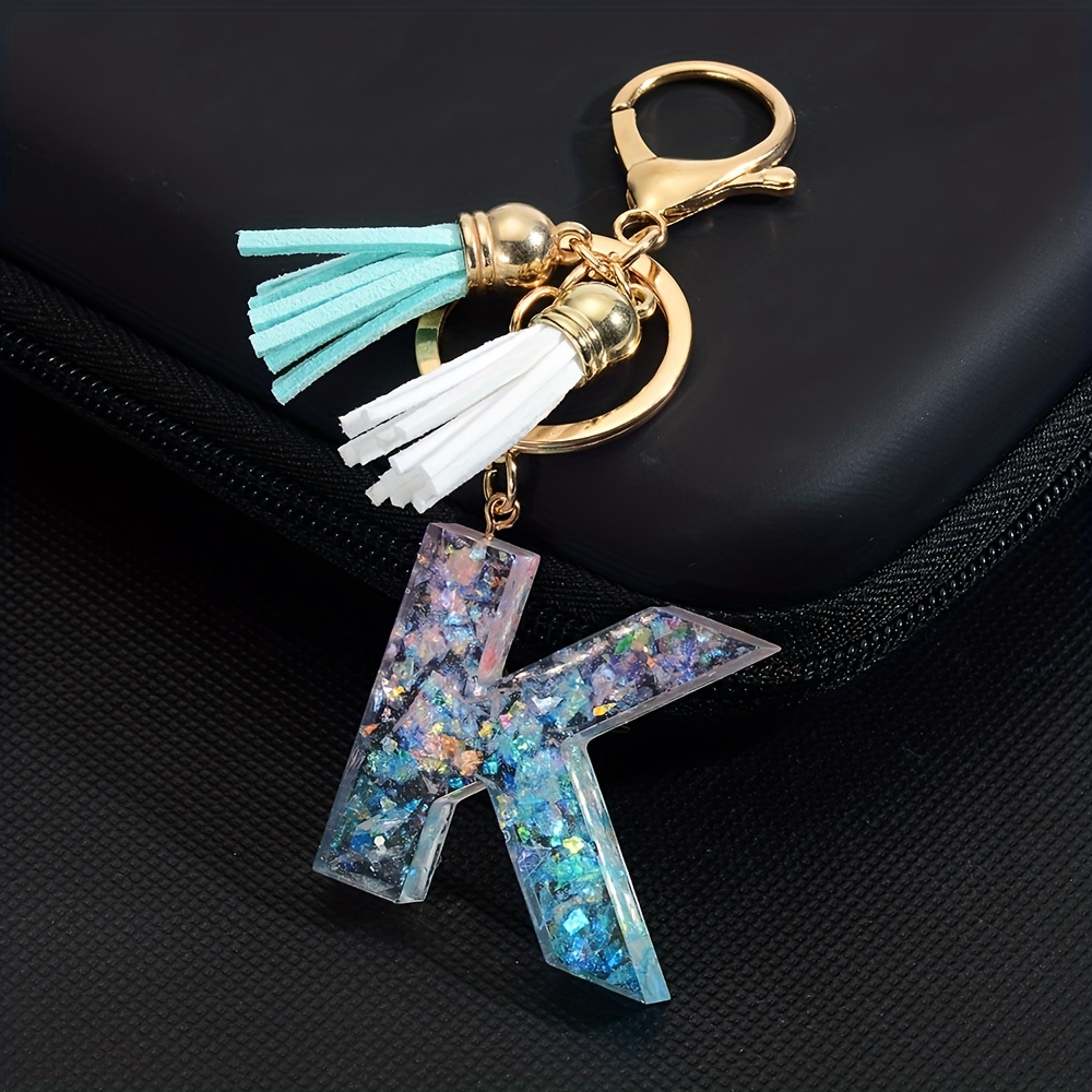 Individual Letter Keychain With Mini Tassels Acrylic Initial 