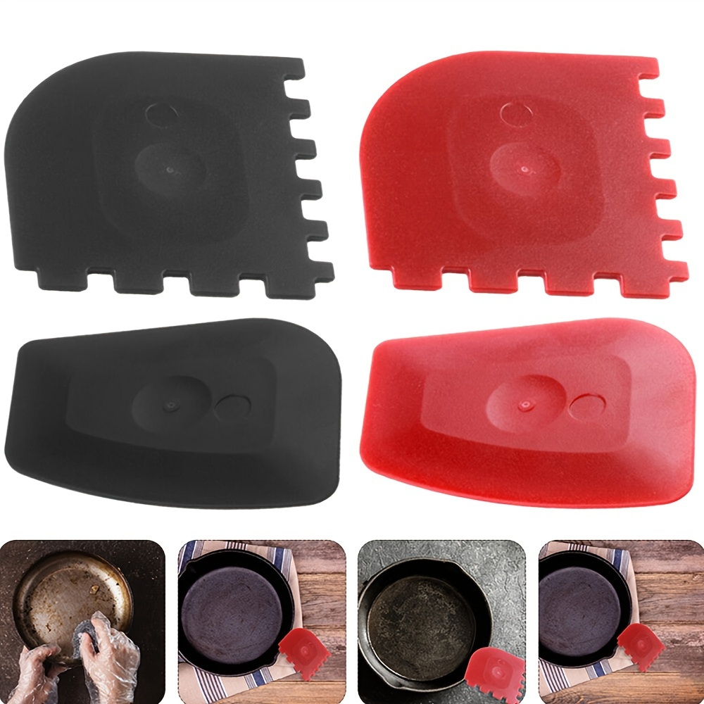 Lodge Polycarbonate Red and Black Pan Scraper, Set of 4