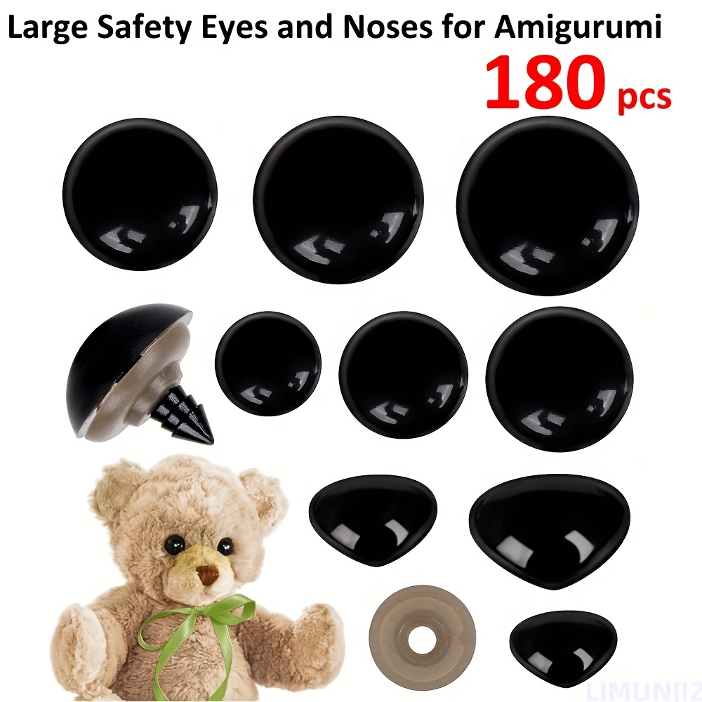 135 Pcs Plastic Safety Eyes And Noses 6-12mm/0.24x0.47in Black Safety Eyes  Doll Making With Washers Small Doll Eyes