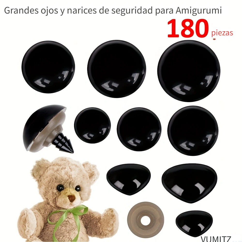 Ojos de peluche de plástico negro para muñecas, 560 unidades, Ojos de  seguridad Amigurumi para juguetes