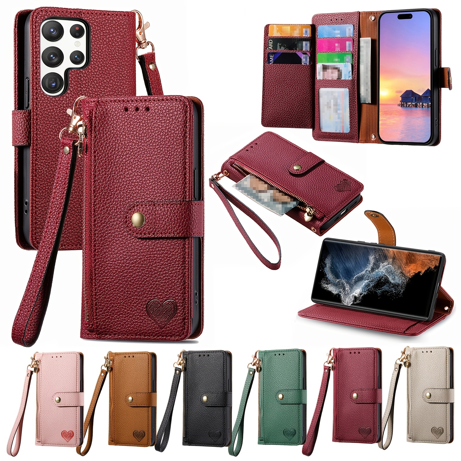 Luxury Leather Lanyard Necklace Wrist Strap Wallet Case For iPhone 14 Pro  Max 13 12 11 XR X XS 8 7 Plus SE PU Card Holder Cover - AliExpress