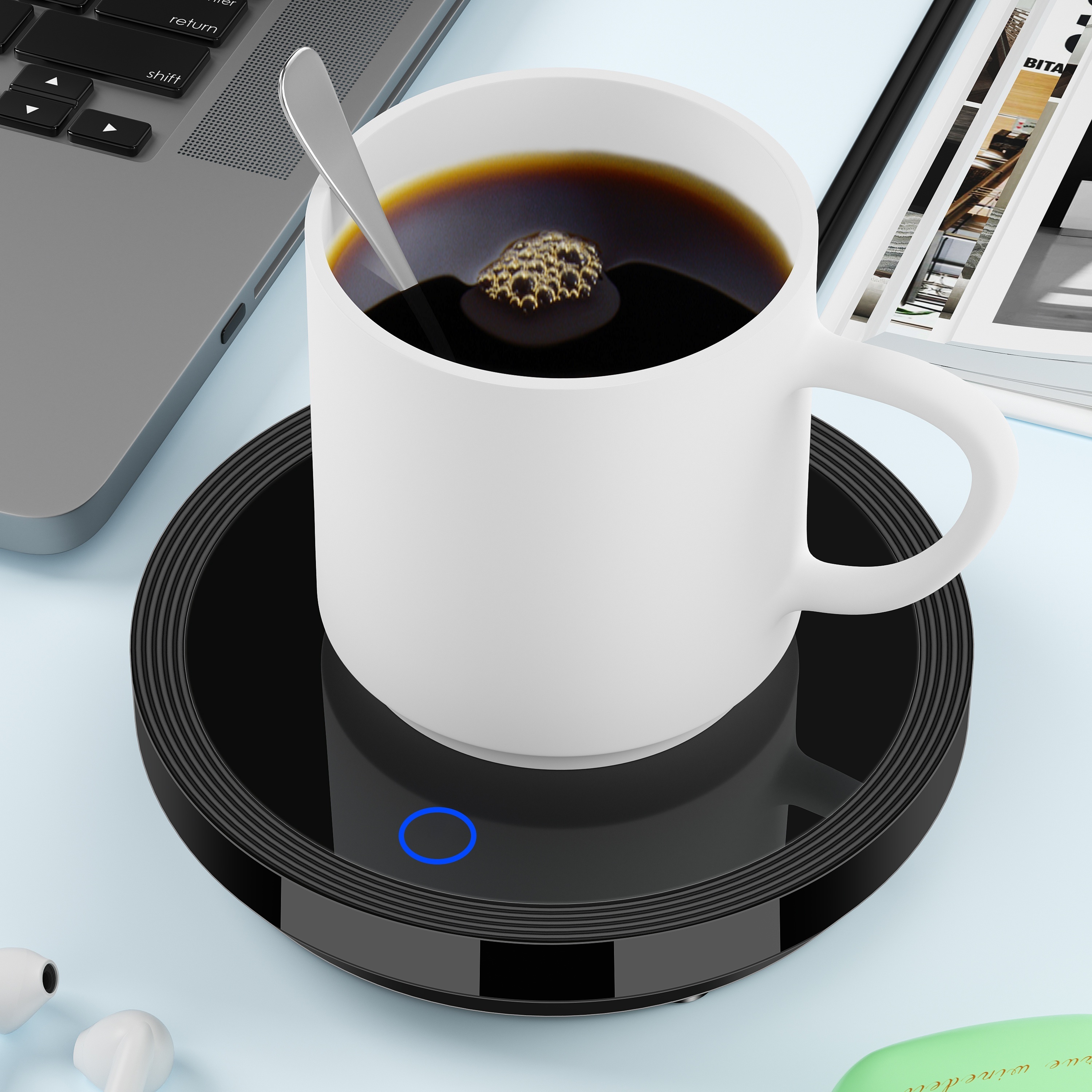 Fancy Coffee Cup Warmer for Desk, Coffee Mug Warmer for Desk Office  Home-Winter Blue 