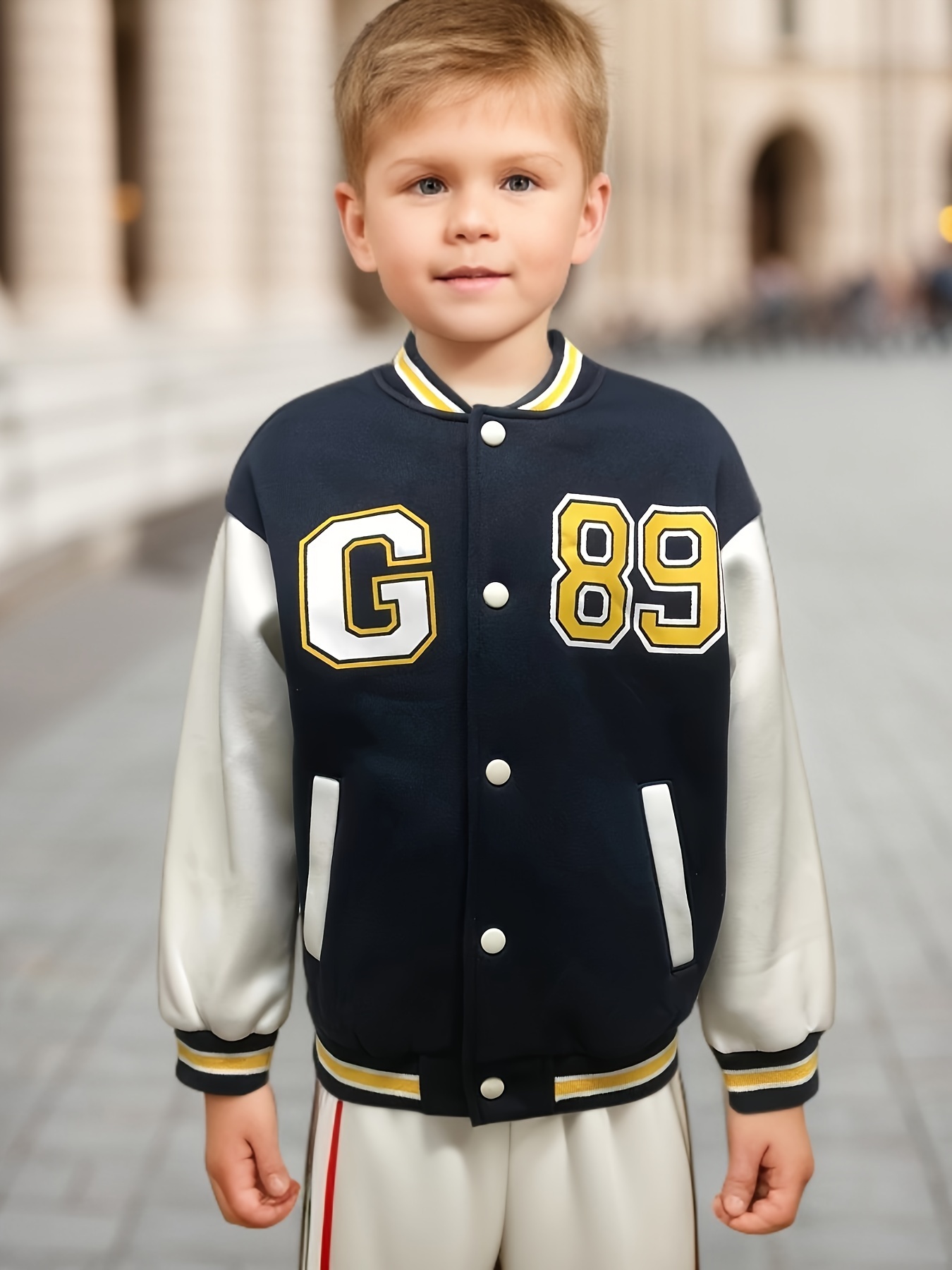 Boy's Color Clash Varsity Jacket Outfit, M Patched Bomber Jacket &  Sweatpants Set, Casual Long Sleeve Top, Toddler Kid's Clothes For Spring  Fall Outdoor, As Gift - Temu