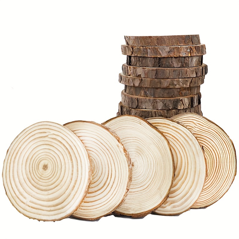 Naturel Rondin de Bois Craft Wood Kit ,Tranche de Bois Pré-percé avec Trou  Cercles et Ecorce Convient pour Décorations : : Loisirs  créatifs