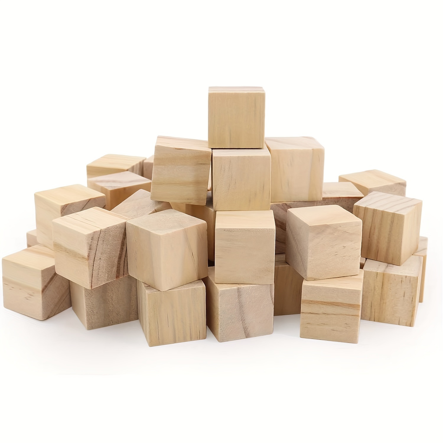 30 cubos de madera – bloques cuadrados de madera en blanco – bloques de  apilamiento de cubo de artesanía sin terminar para manualidades de  bricolaje