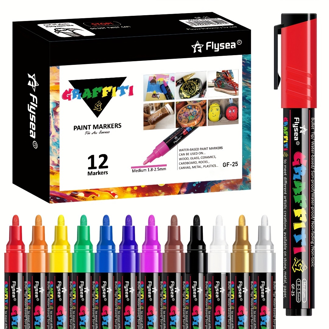 Efimeso Acrylic Paint Pens, 60 Colors Permanent Paint Art Markers for Rock  Painting, Stone, Ceramic, Glass, Wood, Metal, Fabric