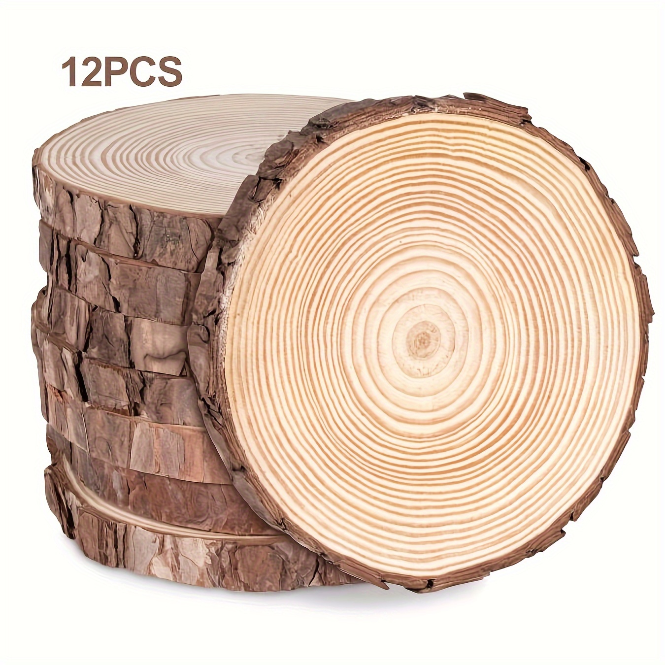 Rodajas de madera natural, losas redondas de madera de pino, rodajas  redondas de madera rústica, corteza de árbol rústico, disco de tronco  desgastado