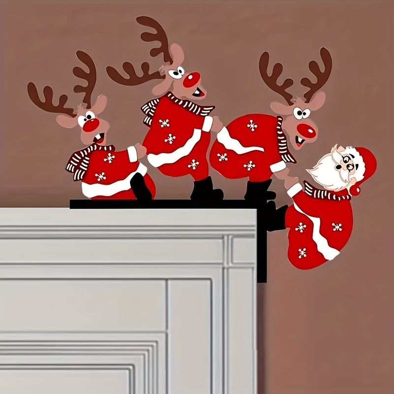 Chickwin Decorazione Copriporta Di Natale, Copertura Della Porta Copri Porta Del Babbo Natale Appendere Banner Natale Sfondo Fotografico Divertente Festa Di Natale (90x200cm,Blu