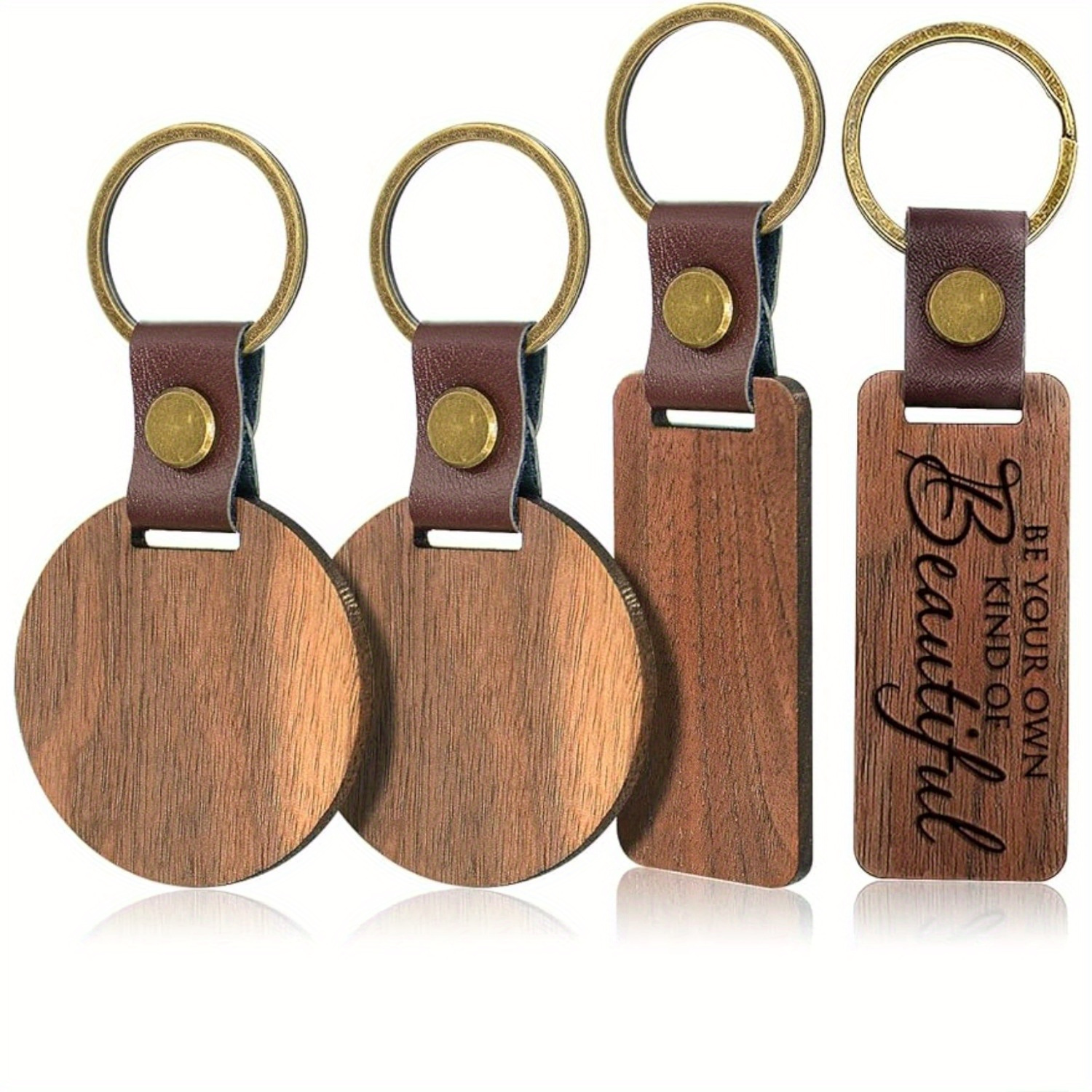 10Pcs Blanks Rectangle Wooden Keychain 1.2 inch Wood Engraving Unfinished  Keychain with 10 pcs Key Rings for DIY Crafts Gift Accessories