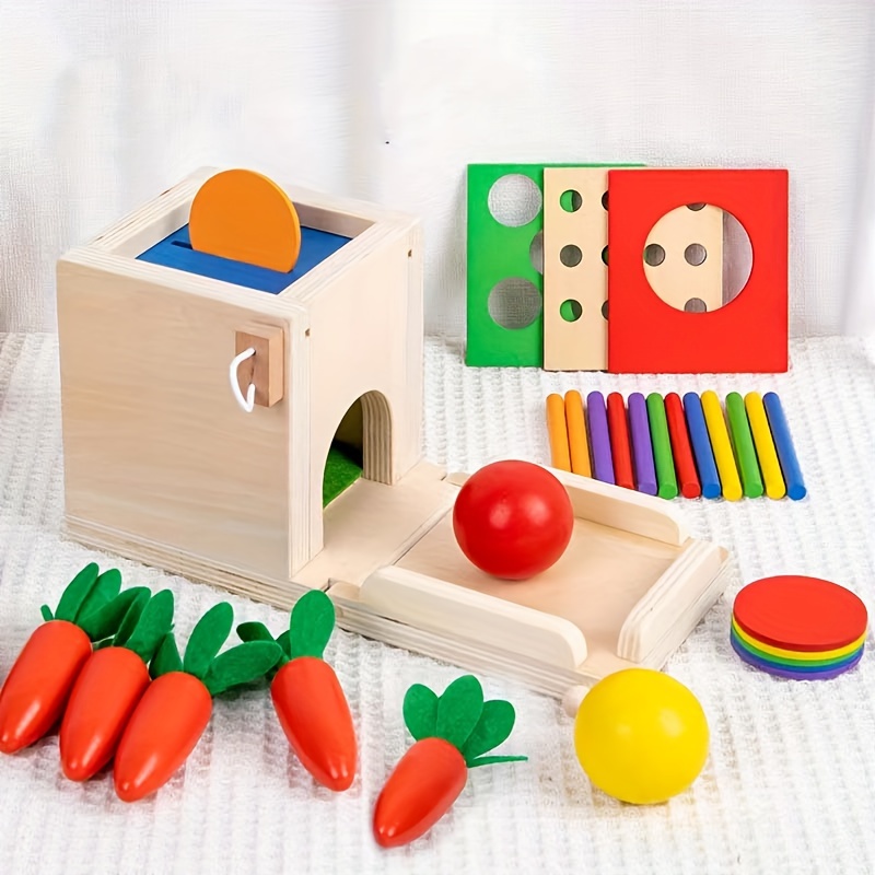 Juguetes de madera 6 en 1 para bebés, juguetes Montessori para bebés