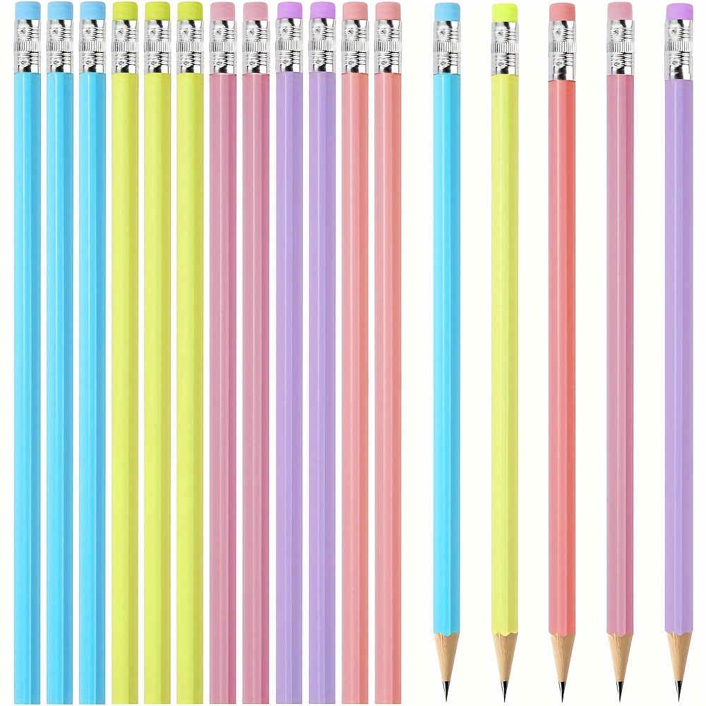 Lápices de feliz cumpleaños con borradores superiores, lápices de  cumpleaños estampados de colores, bonitos lápices a granel, regalos de  cumpleaños