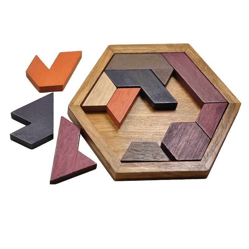 Large Hexagon Puzzle Tray, 09 Brown