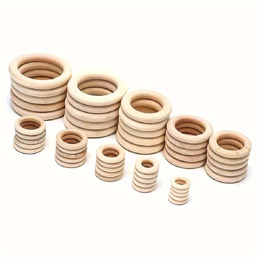 Wooden Rings Natural Beech for Craft, Unfinished Wood Ring Circle Rings for DIY Baby Teething Toys, Baby Wooden Teether Accessories, Pendant Connector