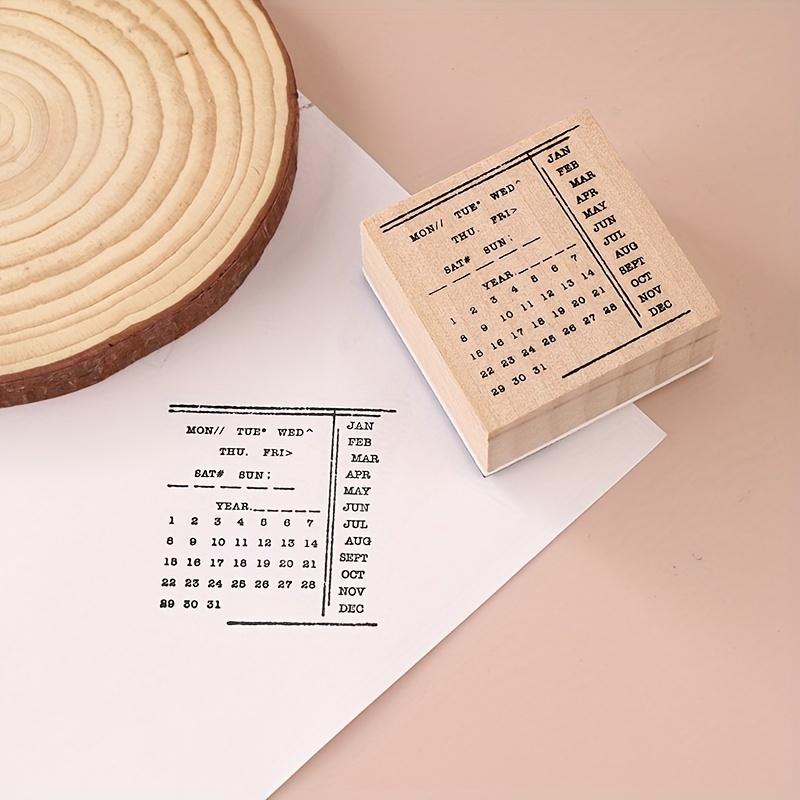 Perpetual Calendar Floral Planner Monday Start Square Rubber Stamp