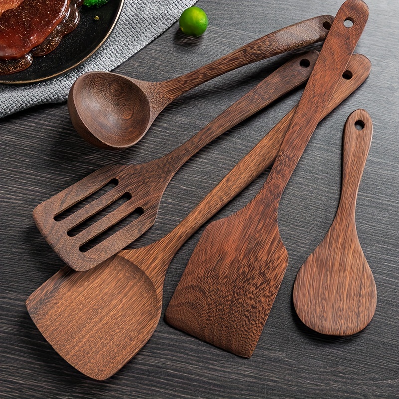 Dropship 6Pcs Cooking Utensil Bamboo Wooden Spoons Spatula Kitchen