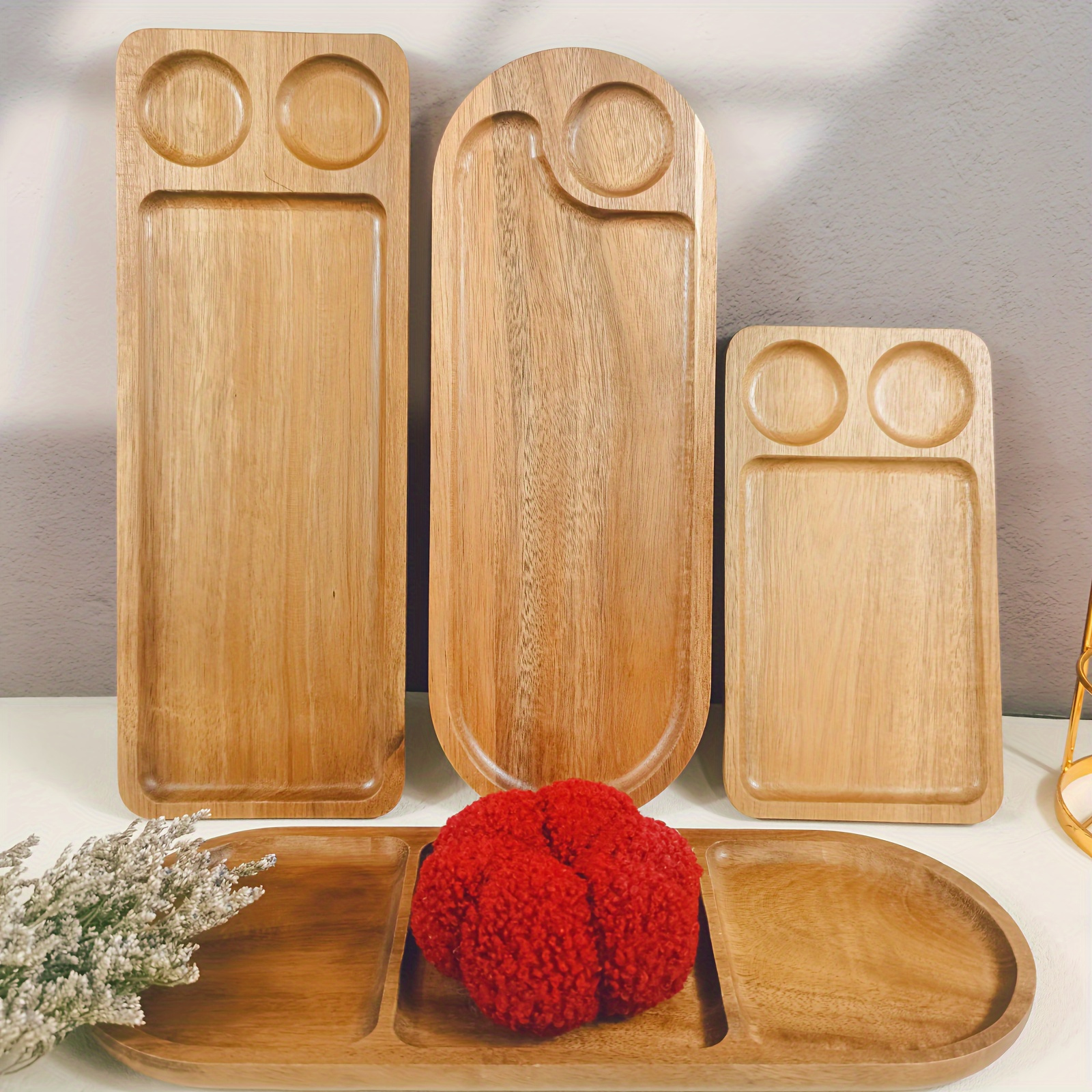 5pcs Wood Square Unfinished Wooden Serving Trays Wood Tray