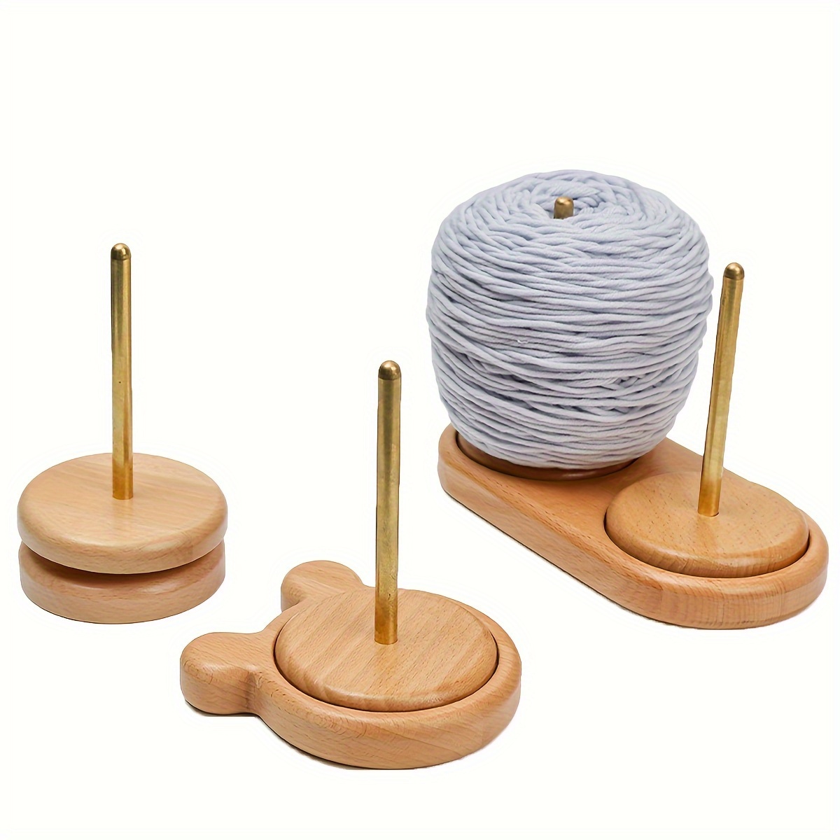 Wooden Yarn Holder Set Handmade Yarn Spinner Wool Cord Organizer Ribbon  Storage Knitting Embroidery Thread Crochet