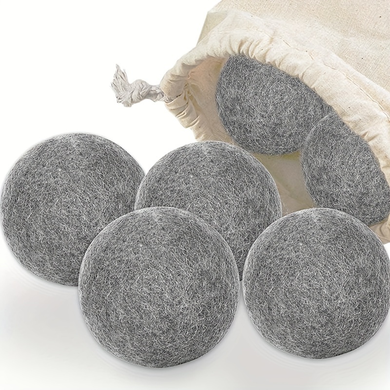 Wool Dryer Balls - New Zealand Wool 6-Pack With Random Pattern Cloth Bag -  3 XL Premium Natural Fabric Softener Award-Winning - Wool Balls Replaces D