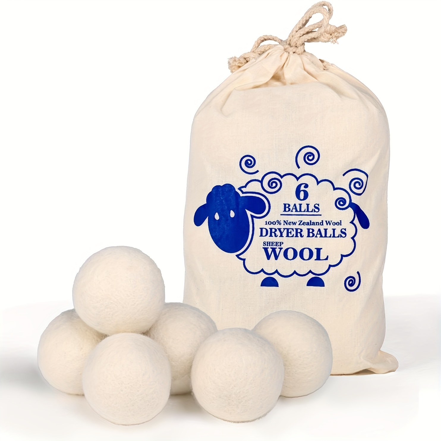 Wool Dryer Balls - XL Natural Fabric Softener, Reusable, Reduces Wrinkles &  Saves Drying Time, The Large Dryer Ball is a Better Alternative to Plastic