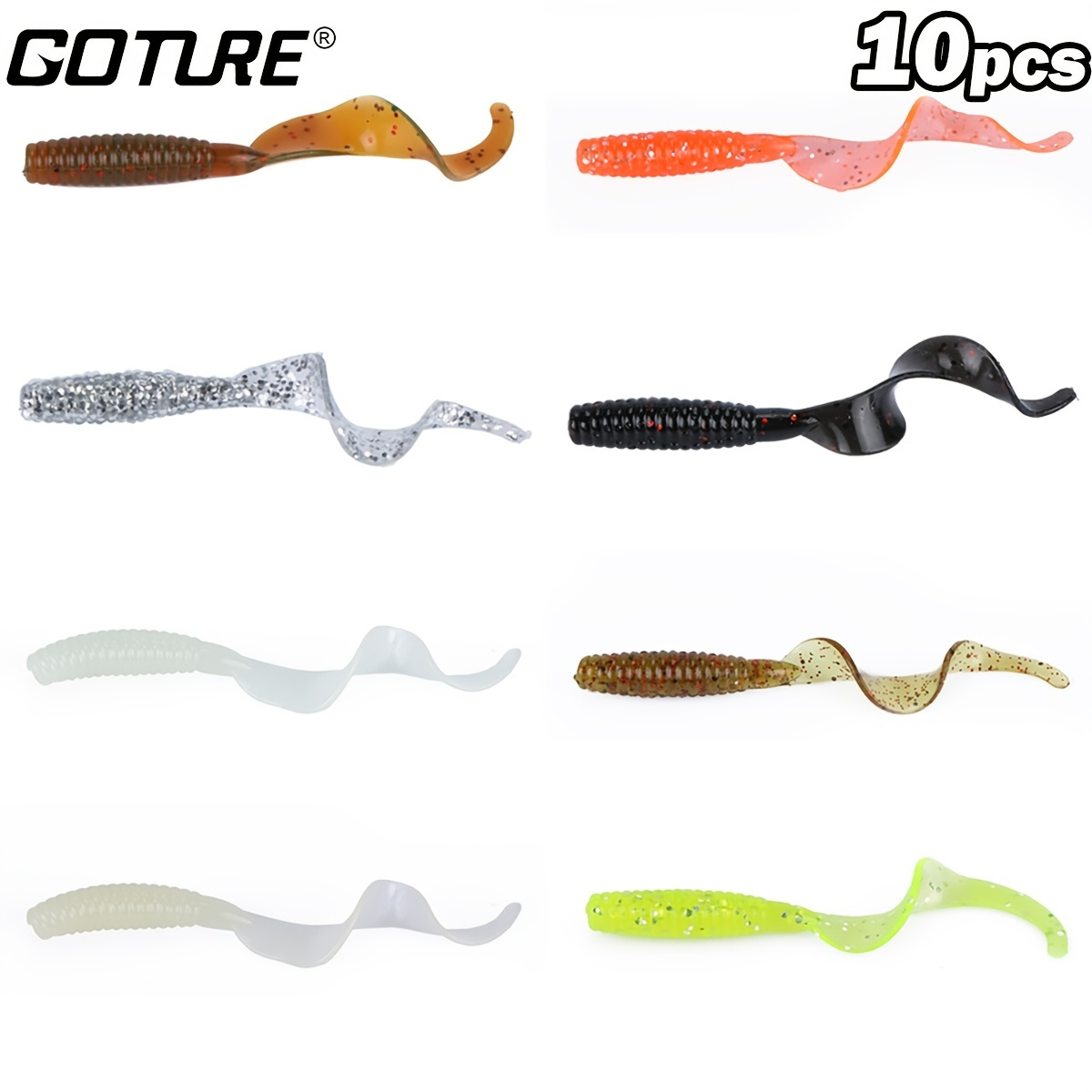 60mm /2.1g Grub Lures Soft Plastic Worm Lures Grubs Worm for Bass