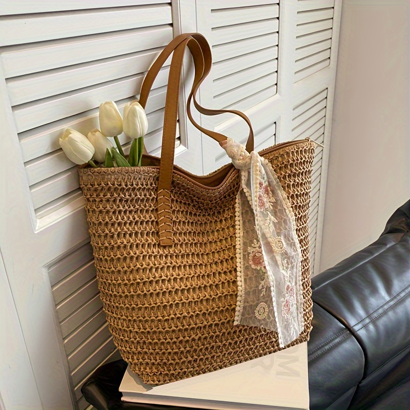 Soft straw online tote