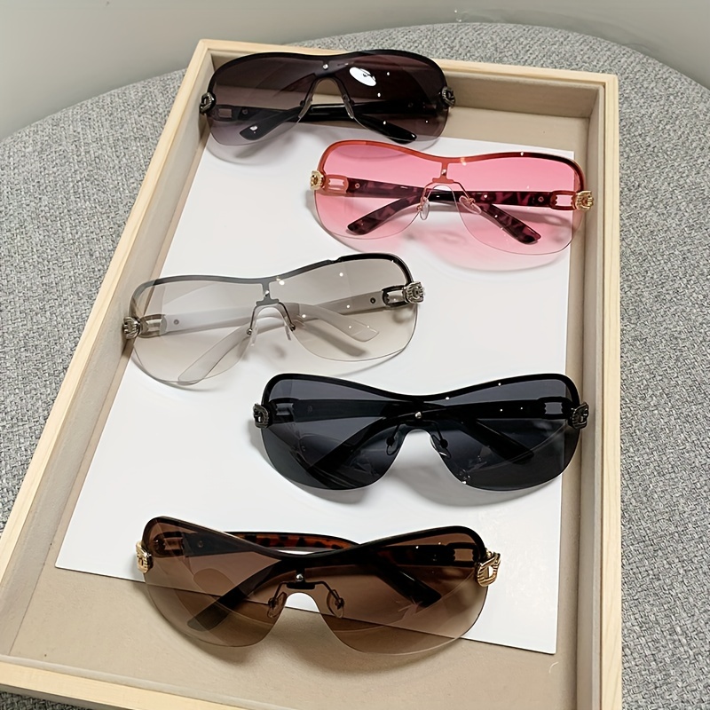 One-piece Rimless Pentagram Sunglasses Y2k Gradient Wrap Around Glasses  Punk Driving Eyewear - Temu