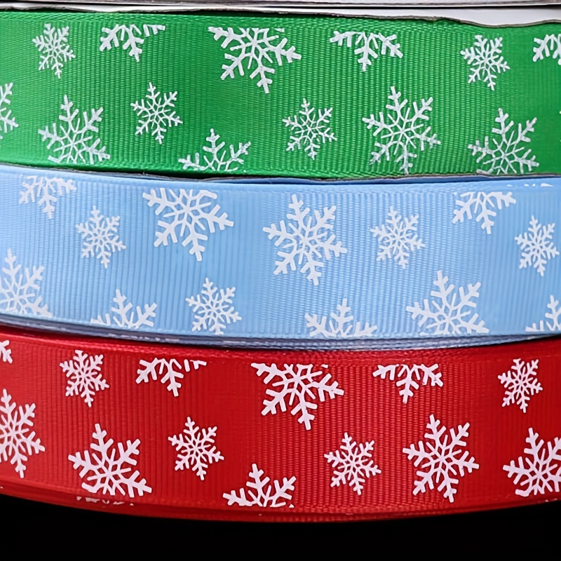 Christmas Ribbons Red Grosgrain Ribbon With Snowflake Deer - Temu