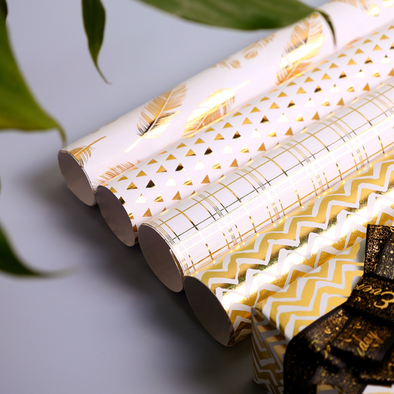 Rollo de papel de aluminio dorado para envolver regalos, suministros de  decoraci