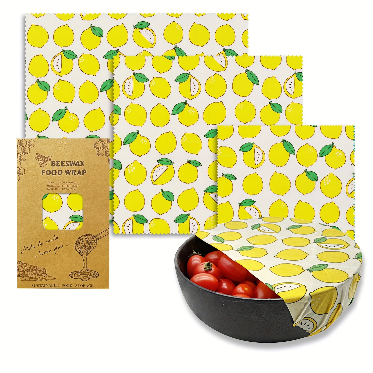 Reusable Storage Wrap Sustainable Organic Fruit Vegetable Cheese Food  Wrapping Paper BPA & Plastic Free Beeswax Food Wrap