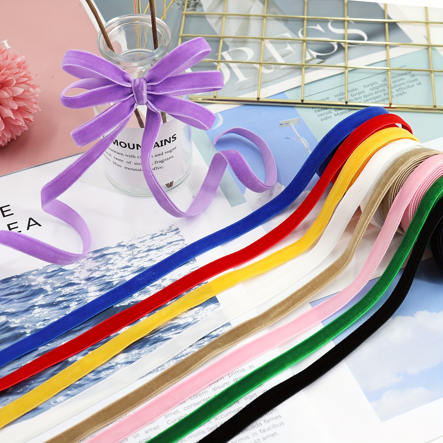 25mm Single Face White Velvet Ribbon for Handmade Gift Bouquet