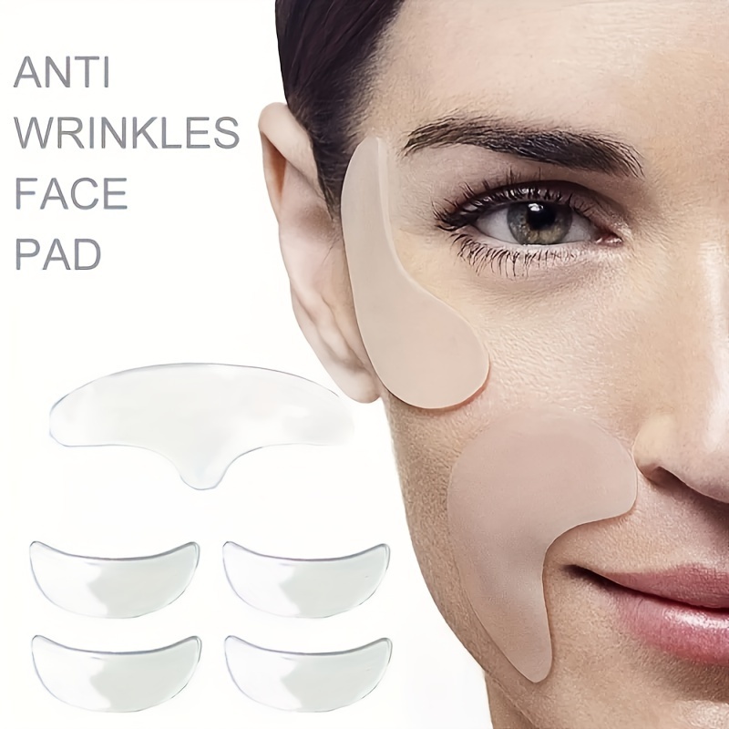 5pcs set Forehead Wrinkle Patches Silicone Face Patches Skin Lifting Silicone Cheek Chin Sticker Facial Wrinkle Remover Strips Tapes Wrinkle Patches Reusable Washable Forehead Eye Face Patch