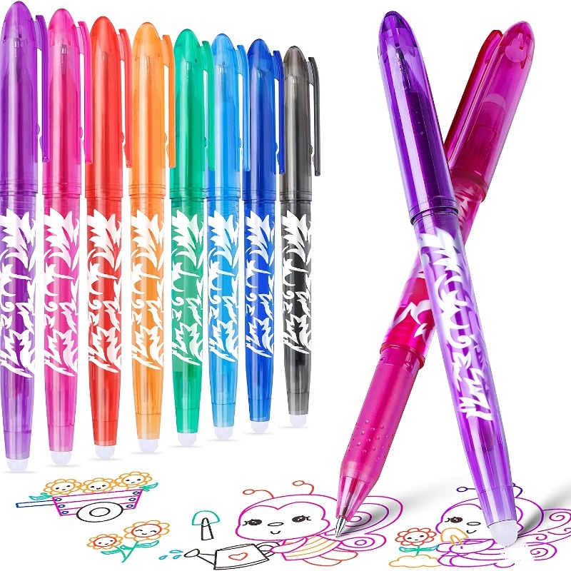 6pcs Purple Tulip Erasable Gel Pens Kawaii Gel Pens With Erasers Korean  Stationery Students Girl Gift School Office Supplies