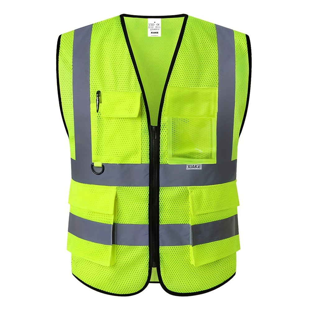 Chaleco reflectante de seguridad para hombres y mujeres, bolsillos y  visibilidad, con cremallera frontal, chaleco de seguridad para adultos con  tiras