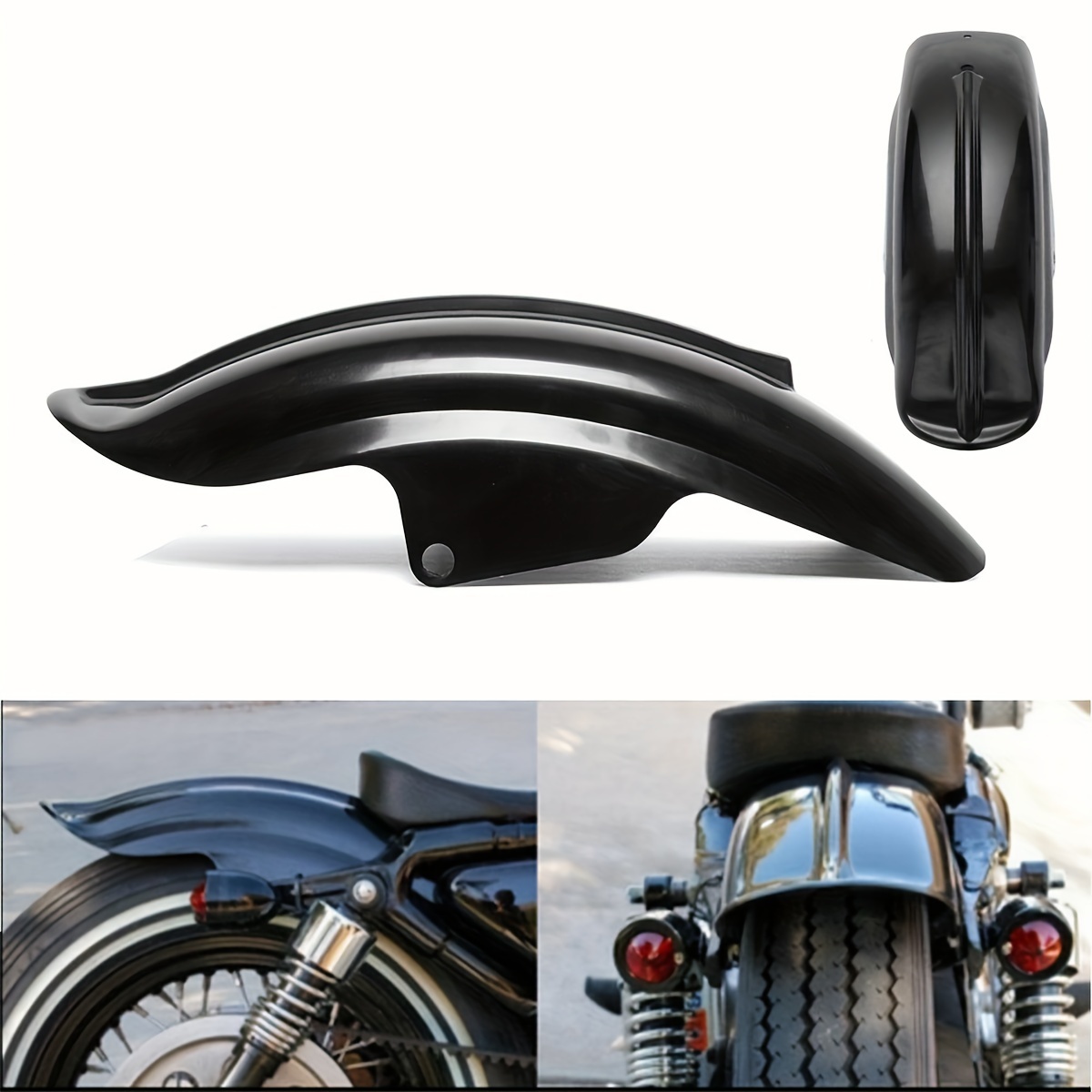  Motorcycle Rear Fender Splash Guard Fit for For Harley Bobber Sportster  883 1200 (Glossy Black) : Automotive