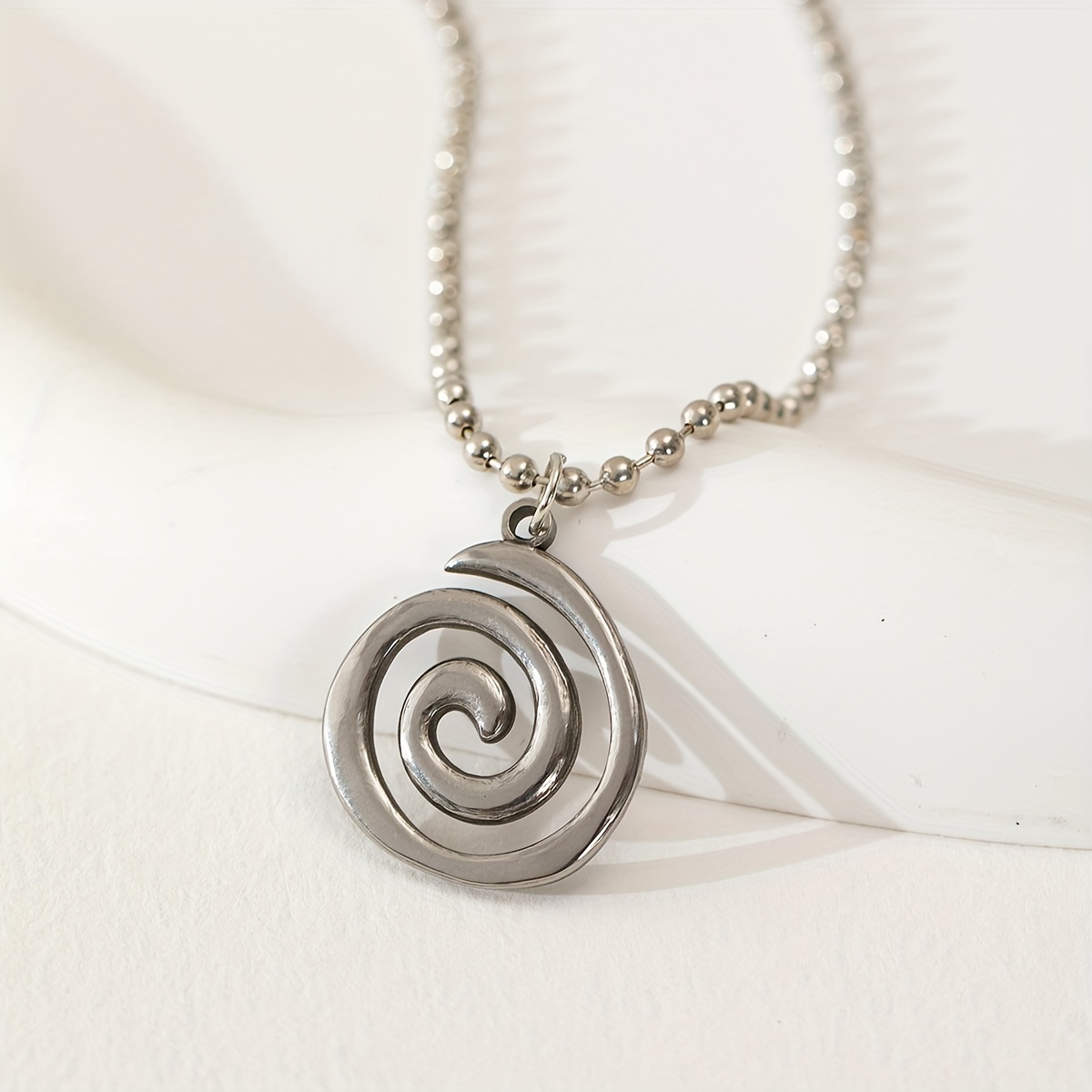 Silver Spiral Necklace - Silver Spiral Pendant, Silver Swirl Necklace, Silver Swirl Pendant, Surfer Necklace Men, Surfer Necklace Women