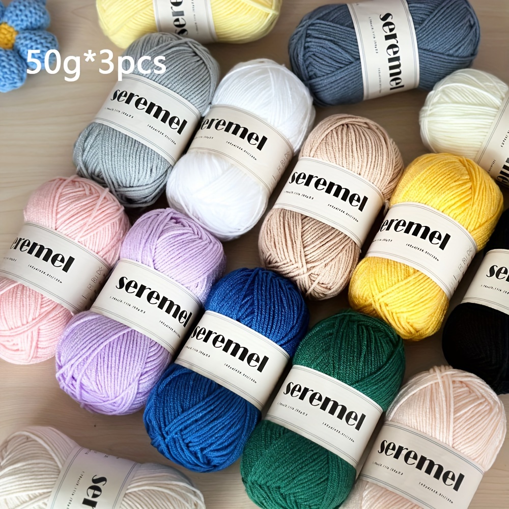 50g x 2 Balls Cotton Acrylic Yarn for Knitting & Crocheting, Soft Medium  Thick Skeins Cotton Yarn for Knitting Clothes Hats Sweaters Dolls