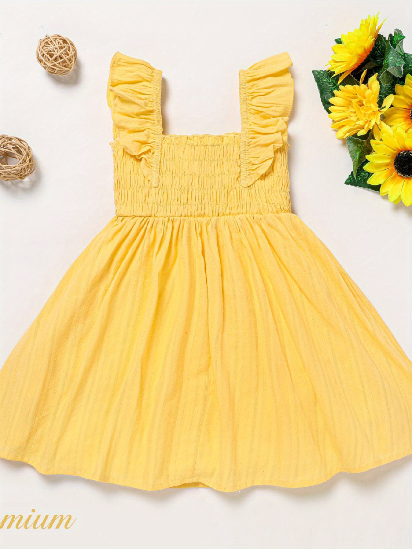 Vestido Amarillo Para Niña - Temu