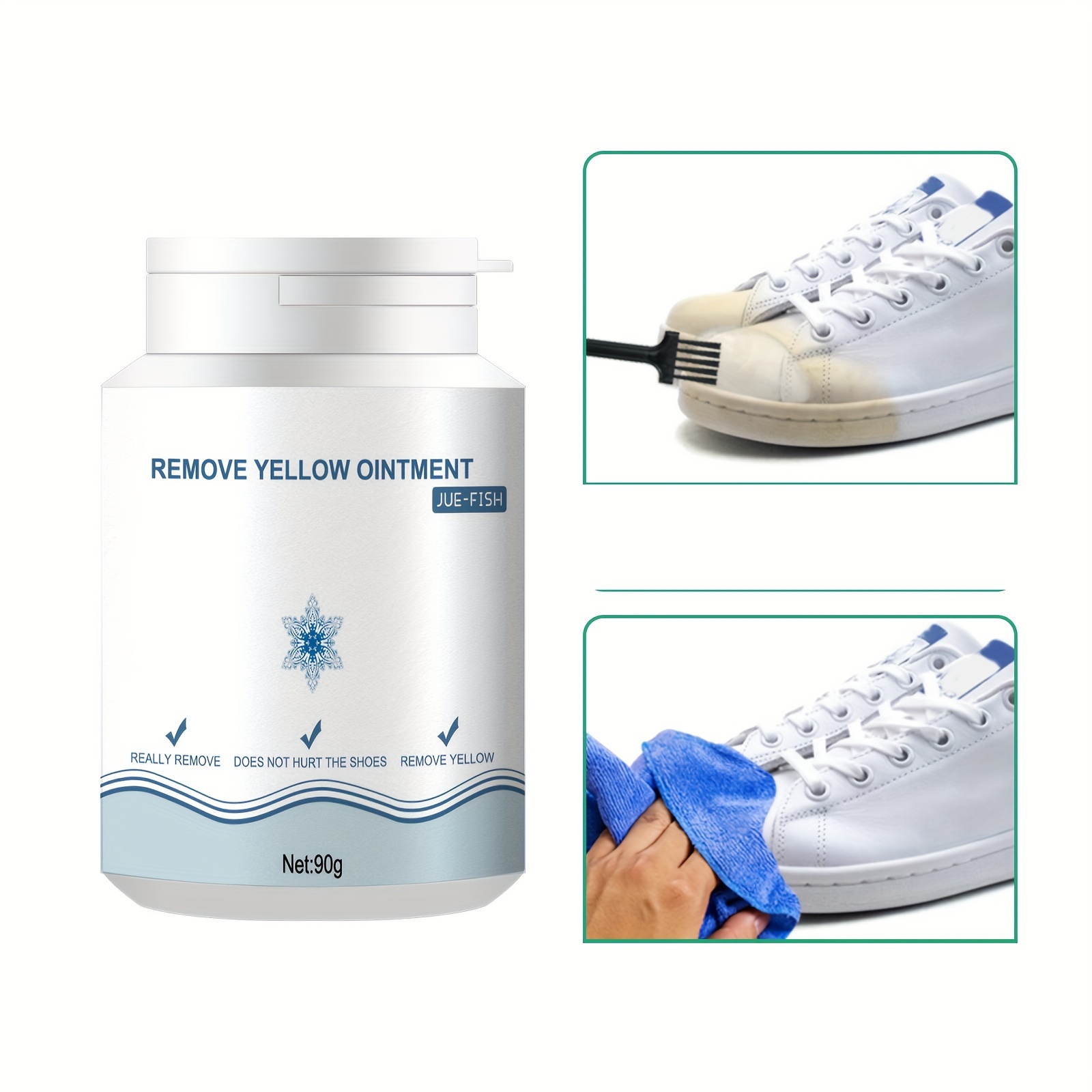 2pcs 90g White Shoes Cleaner Remove Yellow Ointment Foam Sneakers  Decontamination Shoes Edge Cleaning White Shoe Stains Remover Cream