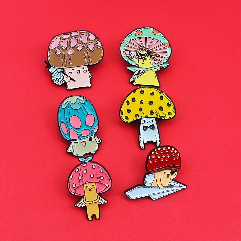 Cute Lady Mushroom Series Brooch Girl And Plant Brooch Cartoon Nature Art  Pin