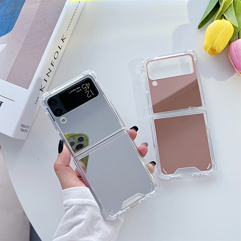 Coque transparente compatible Samsung Galaxy Z Flip 5 avec support de bague  placage transparent pc Z Flip 5 étui anti-rayures