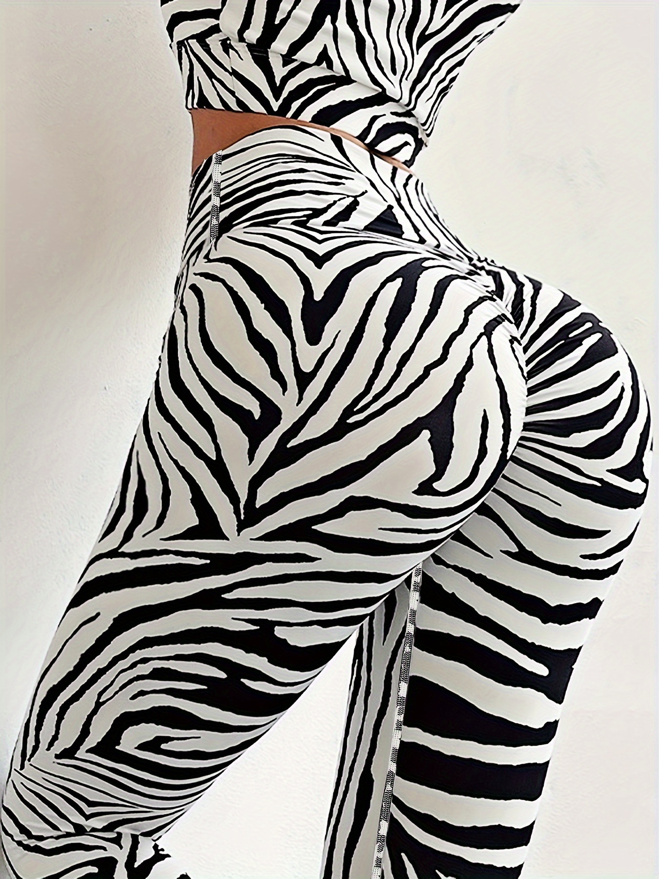 Zebra Print Tight Yoga Pants Solid Color Summer Running - Temu