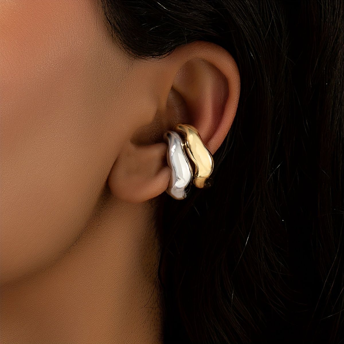 5Pcs Ear Cuff Earrings Non-Pierced Wrap Clip On Punk Rock Gold Cuff Jewelry  Gift