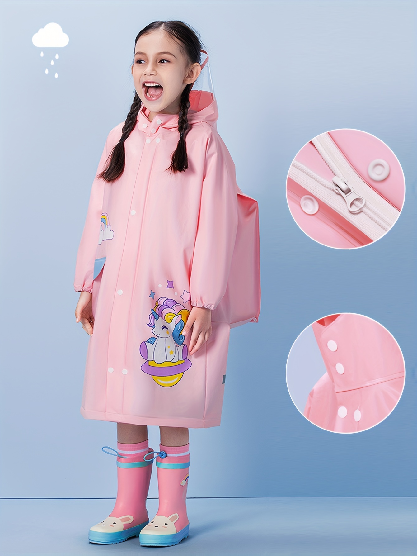 Poncho de lluvia para niños, chaqueta impermeable ligera con capucha y  capucha para niños pequeños y niñas, capa de lluvia